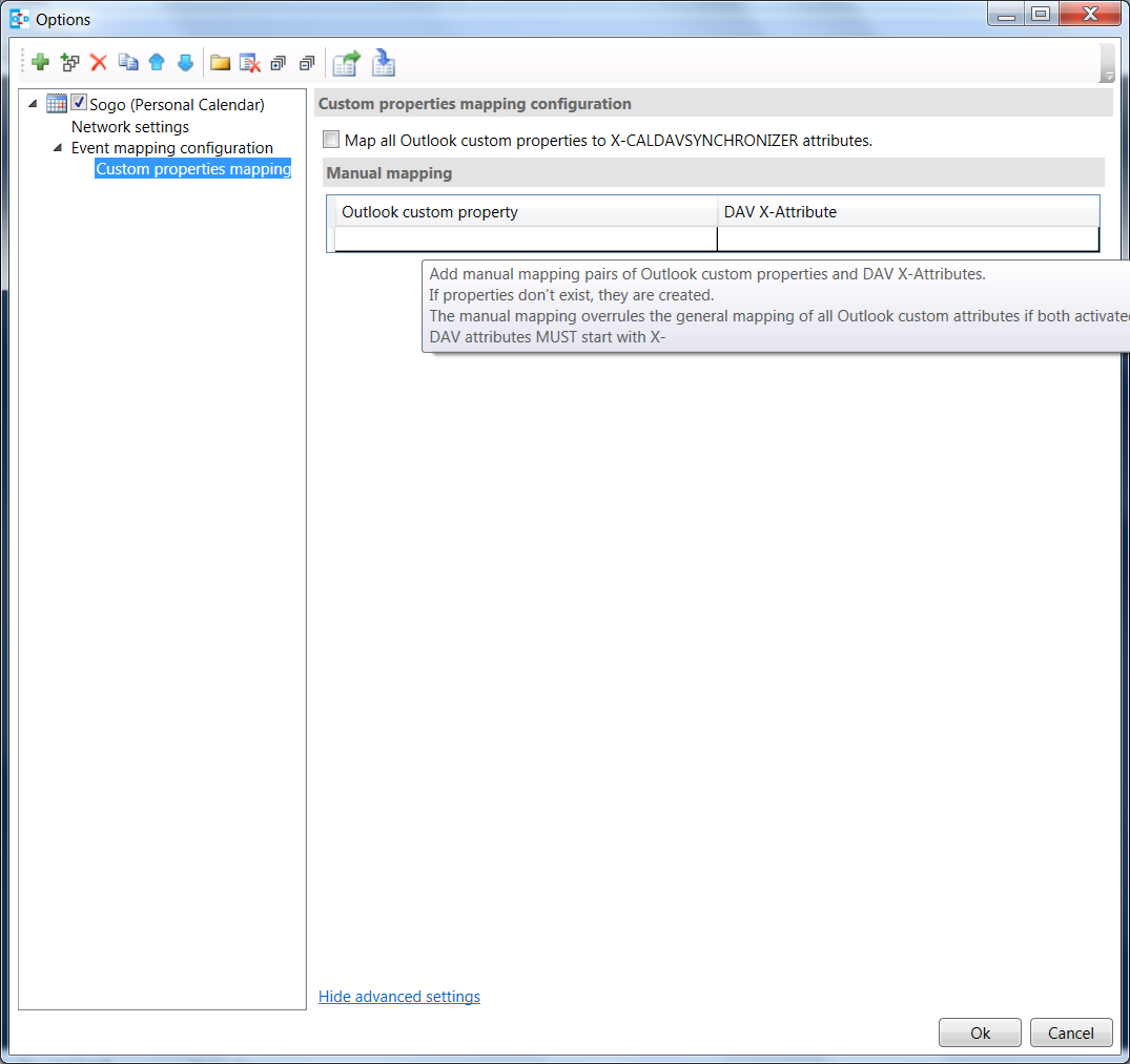 Custom mapping configuration